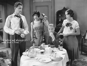 Phillips Holmes, Helen Kane, Richard 'Skeets' Gallagher, Fay Wray, on-set of the Film "Pointed Heels", 1929