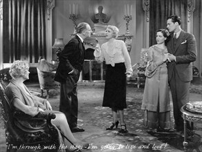 Henrietta Crosman, Arnold Korff, Ina Claire, Mary Brian, Charles Starrett, on-set of the Film "The Royal Family of Broadway", 1930