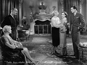 Henrietta Crosman, Arnold Korff, Ina Claire, Mary Brian, Charles Starrett, on-set of the Film "The Royal Family of Broadway", 1930