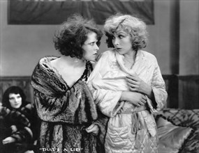 Clara Bow, Joyce Compton, on-set of the Film "The Wild Party", 1929