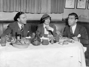 George Burns, Gracie Allen, Eddie Cantor, Lunching at Brown Derby, Los Angeles, California, USA, November 7, 1933
