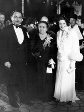 Edward G. Robinson, with Mother, Sarah Goldberg, and Wife, Gladys, Portrait  During Arriving at Premiere of "I Loved a Woman", September 1933