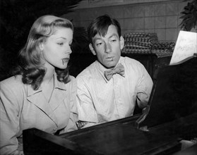 Lauren Bacall, Hoagy Carmichael, on-set of the Film "To Have and Have Not", 1944