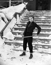 Sari Maritza, Portrait Shoveling Snow, circa early 1930's