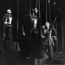 Christopher Plummer, Julie Harris, on-set of the Broadway Play "The Lark, Longacre Theater, New York, 1955