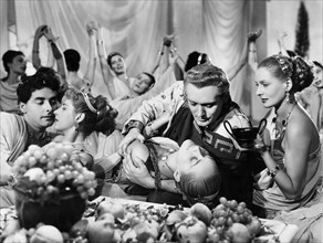 Italo Tajo, Nelly Corradi, Gino Mattera, on-set of the Film "Faust and the Devil" (aka La Leggenda di Faust", 1950