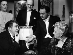 Thomas Mitchell, Edward G. Robinson, Dame May Whitty, on-set of the Film "Flesh and the Fantasy", 1943