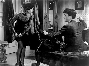 Julie Harris, Laurence Harvey, on-set of the British Film "I am a Camera", 1955