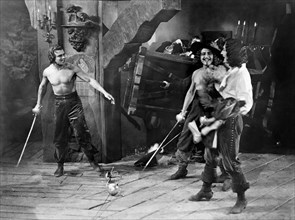 Douglas Fairbanks, Gino Corrado, Leon Bary, on-set of the Film "The Iron Mask", 1929