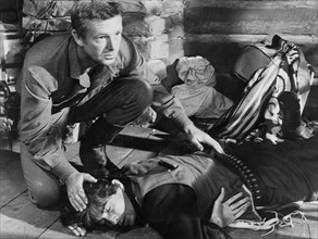 Sterling Hayden, Royal Dano, on-set of the Film "Johnny Guitar", 1954