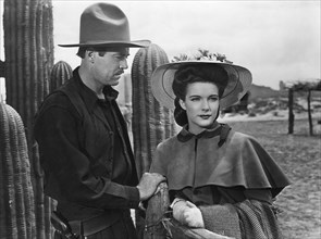 Henry Fonda, Cathy Downs, on-set of the Film "My Darling Clementine", 20th Century Fox, 1946
