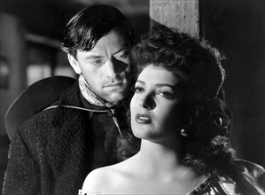 John Ireland, Linda Darnell, on-set of the Film "My Darling Clementine", 20th Century Fox, 1946