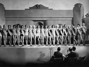 Row of Beauty Pageant Contestants, on-set of the Film "She Wanted a Millionaire", 1932