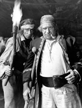 Wallace Beery, (right), on-set of the Film "Treasure Island", 1934