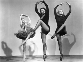 Margaret O'Brien, Cyd Charisse, Karin Booth, on-set of the Film "The Unfinished Dance", 1947