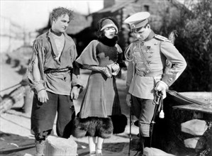 William Boyd, Elinor Fair, Victor Varconi, on-set of the Silent Film "The Volga Boatman", 1926