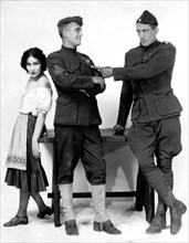 Dolores Del Rio, Edmund Lowe, Victor McLaglen, on-set of the Silent Film "What Price Glory", 20th Century Fox, 1926