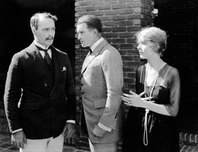 Spottiswoode Aitken, Wheeler Oakman, Blanche Sweet, on-set of the Silent Film "A Woman of Pleasure" 1919