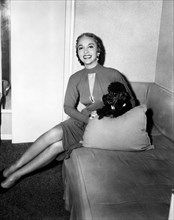 Beverly Garland with Poodle, Portrait, 1957