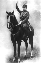 Italian Prime Minister Benito Mussolini, Portrait on Horse, circa 1920's