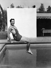 Charles 'Buddy' Rogers, Portrait in Bathing Suit on Diving Board, circa 1920's