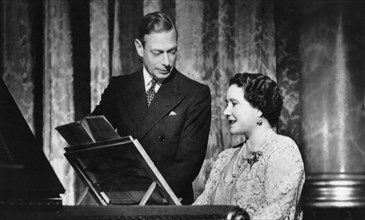 King George VI, H.M. Queen Elizabeth, Portrait at Piano, circa mid-1930's