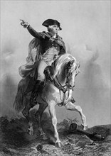 George Washington, Portrait on Horse, Engraved from Portrait by Alonzo Chappel, circa. 1770's