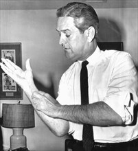Texas Governor John Connally Showing Where Bullet hit his Wrist During Assassination of U.S. President John Kennedy, March 18, 1964