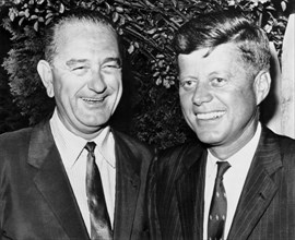 U.S. Senators John F. Kennedy and Lyndon B. Johnson, after announcing Johnson's Vice Presidential Place on Ticket, July 29, 1960