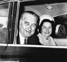 U.S. President Lyndon Johnson with wife, Lady Bird, Palm Beach, Florida, USA, Portrait, February 1964