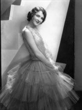 Actress Mary Philbin, Fashion Portrait in Rose Tulle Gown with Jeweled Bodice, 1929