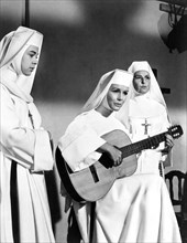 Monique Montaigne, Debbie Reynolds, Marine Koshetz, promoting "The Singing Nun", The Ed Sullivan Show, 1966