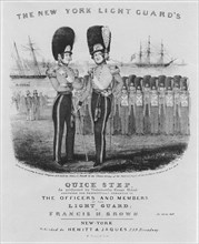 The New York Light Guard's Quick Step, Performed by Dodsmorth’s Brass band by Francis H Brown, Published by Hewitt & Jaques, Lithograph by Nathaniel Currier, 1839