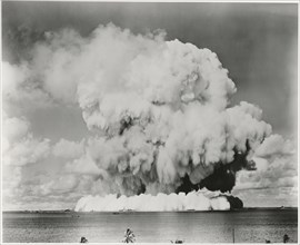 U.S. Military Atomic Bomb Test and Resulting Explosion, Crossroads Target Fleet, Bikini Island, Pacific Ocean, 1946