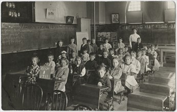 Teacher and Students, Portrait, Room 1, USA, 1911