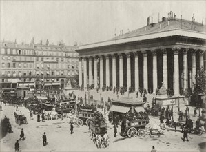 Place de la Bourse, Paris, France, Albumen Print, circa 1890
