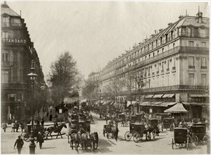 Street Scene, Boulevard des Capucines, Cafe de la Paix, Paris, France, Albumen print, circa 1890