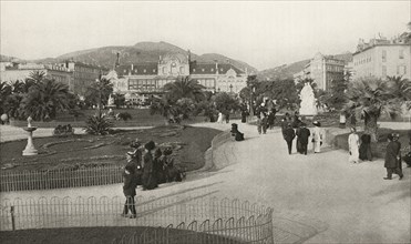 People Strolling through Park, Nice, France, circa 1913