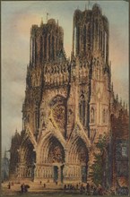 Notre Dame Cathedral, Paris, France, Matrix lithography, circa 1910