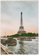 Eiffel Tower, Paris, France, Hand-Colored  Postcard, circa 1930