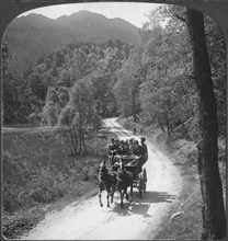 The Road through the Trossachs and Ben Venue, Scotland, Single Image of Stereo Card, circa 1902
