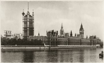 The Houses of Parliament and Big Ben, London, England, UK, Postcard, circa 1925