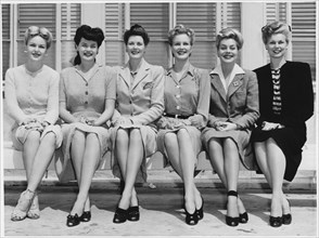 Portrait of Group of MGM Actresses, all over 6 feet tall, Dorothy Mace, Dorothy Ford, Sylvia Liggett, Helen O’Hara, Susan Paley, Bunny Water, 1943