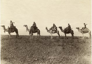 Camel Caravan in Desert, Egypt, circa 1880