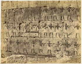 Relief Detail, Egyptian Soldiers, Deir el-Bahari, Egypt, Albumen Print, circa 1880
