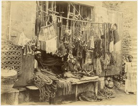 Market Vendor and Three Boys, Cairo, Egypt, Albumen Print, circa 1880