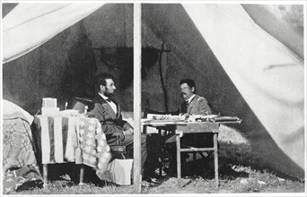 U.S. President Abraham Lincoln, General George B.McClellan, after Battle of Antietam, Maryland, USA, Matthew Brady, 3 Oct 1862