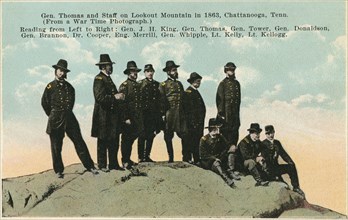 “Gen. Thomas and Staff on Lookout Mountain" Chattanooga, Tennessee, Postcard, 1863