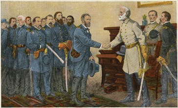 General Lee’s Surrender to General Grant at Appomattox, Virginia, April 9th 1865, Postcard, Reproduced from Painting by Thomas Nast