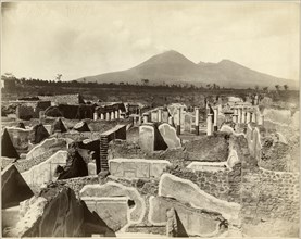 Ruins with Mount Vesuvius in Background, Pompeii, Italy, Albumen Print, circa 1880